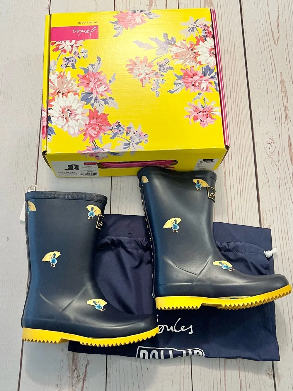 NIB - Joules - Junior Navy Duck Roll Up Wellies